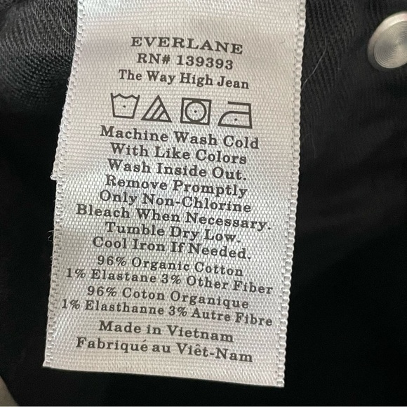 Everlane The Way High Jean Coal Black 28 NWT  F-BTM-DNM-WHGH-SRT-DKW-28 - Picture 11 of 12